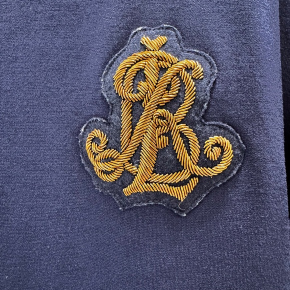 Lauren Ralph Lauren Women Layered Bullion Patch Crest Logo Top Navy Blue XL - Picture 3 of 6
